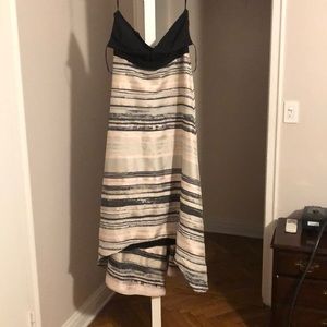 Badgley Mischka Neutral Stripe Gown